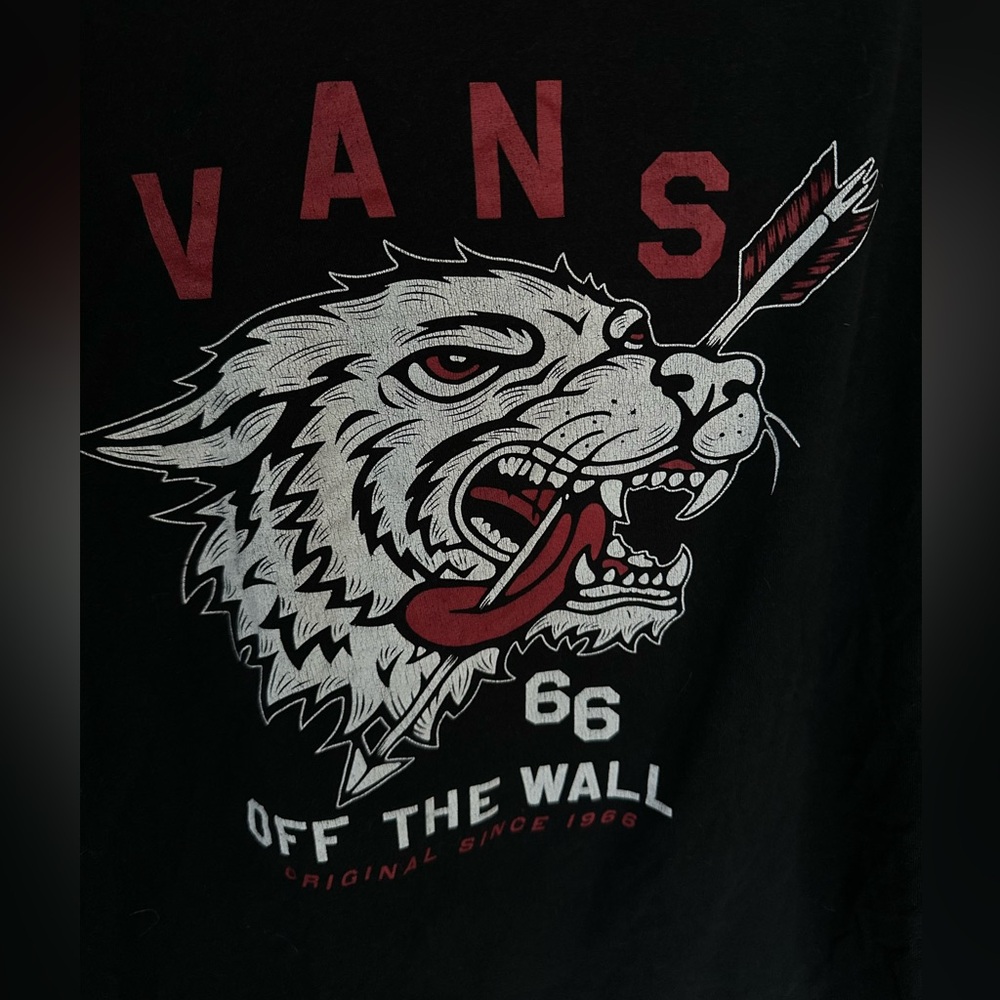 Vans Black Graphic Wolf T-Shirt for Men